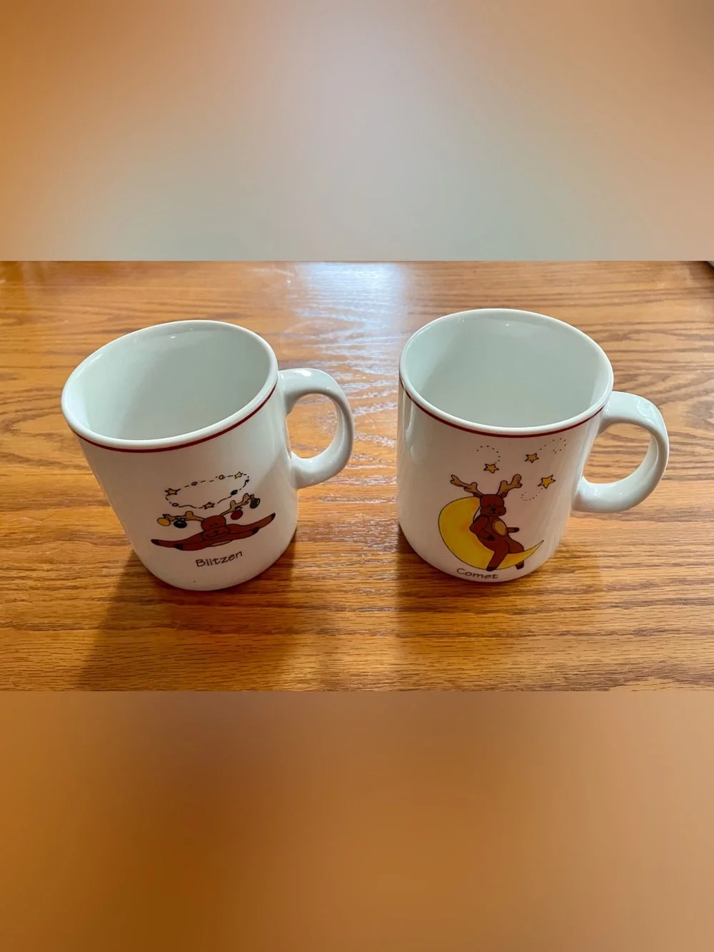 Vintage LTD Commodities set of ceramic mugs - Comet and Blitzen